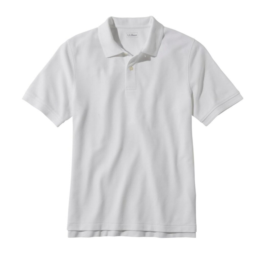 LL Bean Premium Double L® Polo Banded, Short-Sleeve Without Pocket - White Med